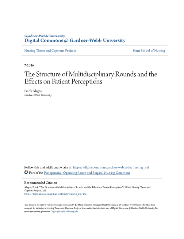 (PDF) The Structure of Multidisciplinary Rounds and the Effects on ...