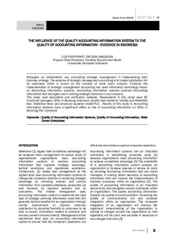 (PDF) The Influence of the Quality Accounting Information System to the ...