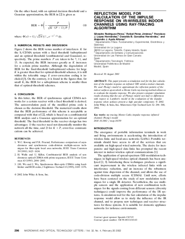 (PDF) Reflection model for calculation of the impulse response on IR ...