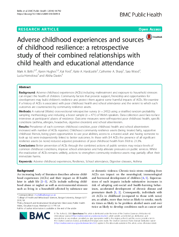 (PDF) Adverse childhood experiences and sources of childhood resilience ...