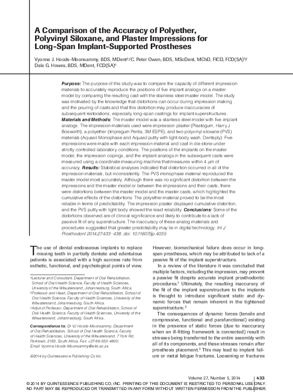 (PDF) A Comparison of the Accuracy of Polyether, Polyvinyl Siloxane ...