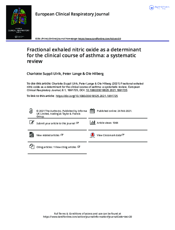 (PDF) Fractional exhaled nitric oxide as a determinant for the clinical ...