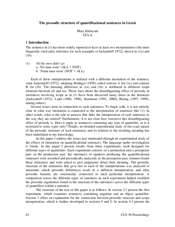 (PDF) The prosodic structure of quantificational sentences in Greek