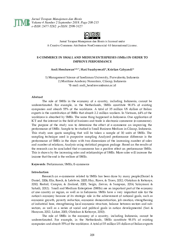 (PDF) E-Commerce in Small and Medium Enterprises (SMEs) in order to ...