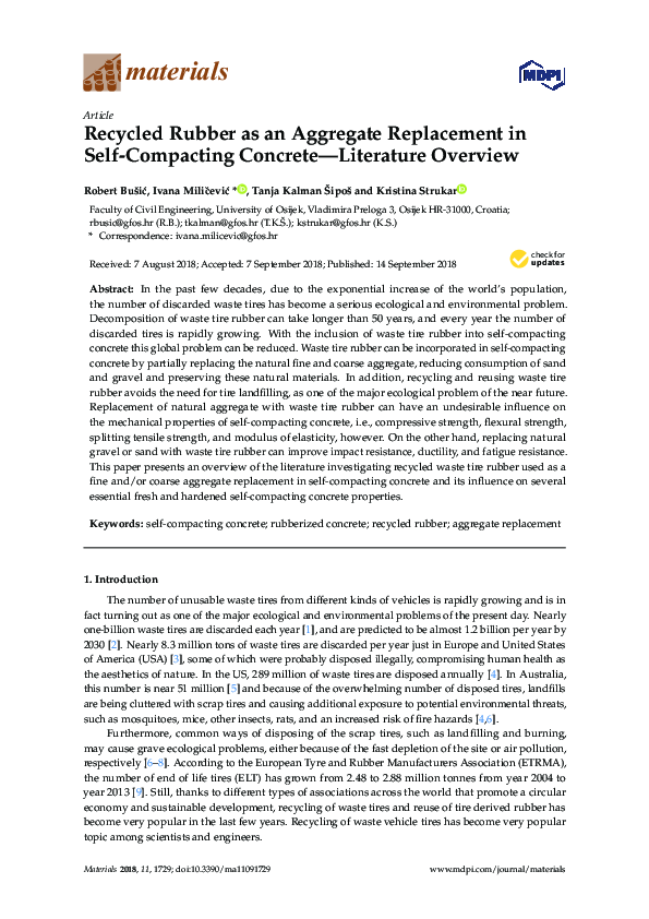 (PDF) Recycled Rubber as an Aggregate Replacement in Self-Compacting ...