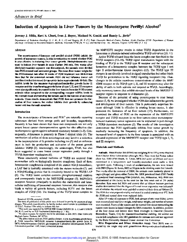 (PDF) Induction of apoptosis in liver tumors by the monoterpene ...