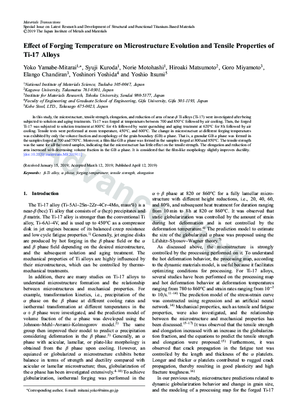 (PDF) Effect of Forging Temperature on Microstructure Evolution and ...