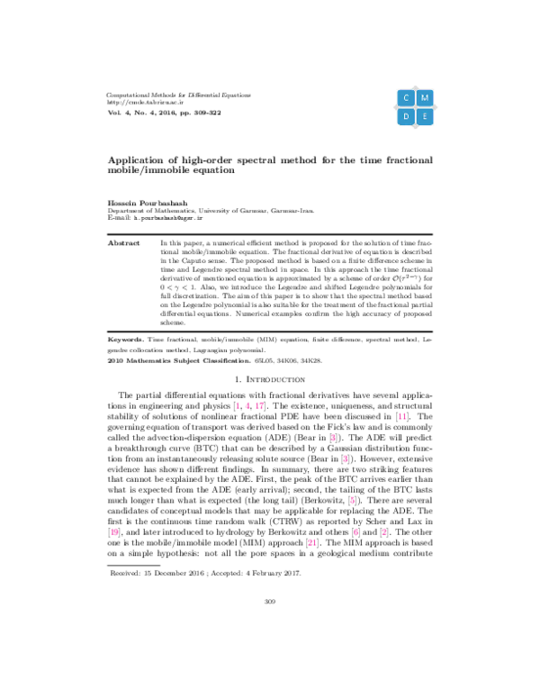 (PDF) Application of high-order spectral method for the time fractional ...
