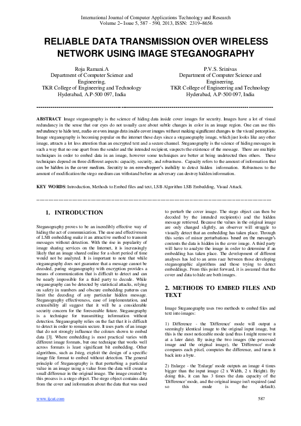 (PDF) Reliable Data Transmission Over Wireless Network Using Image ...