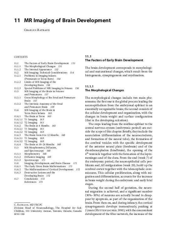 (PDF) MR Imaging of Brain Development