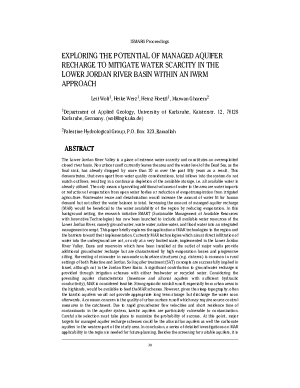 (PDF) Exploring the Potential of Managed Aquifer Recharge to Mitigate ...