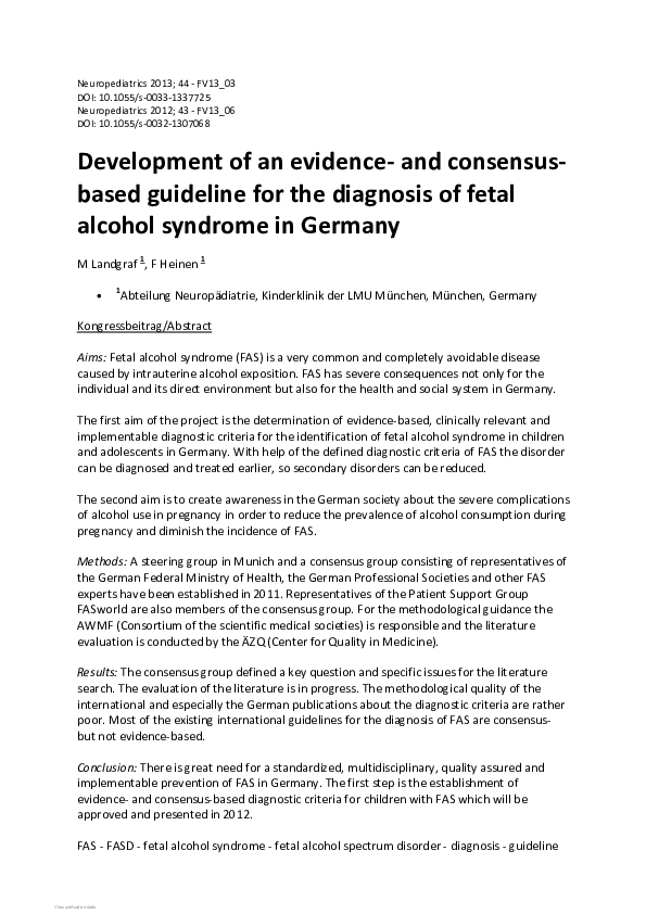 (PDF) Development of an evidence- and consensus-based guideline for the ...