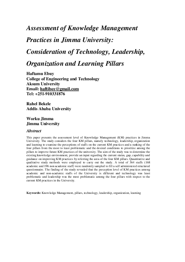 (PDF) Assessment of knowledge management practices in project-oriented ...