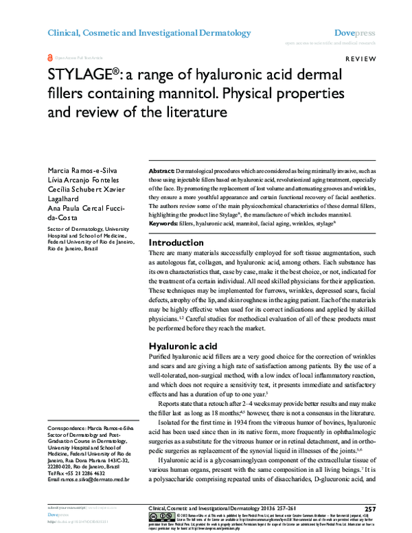 (PDF) STYLAGE®: a range of hyaluronic acid dermal fillers containing ...