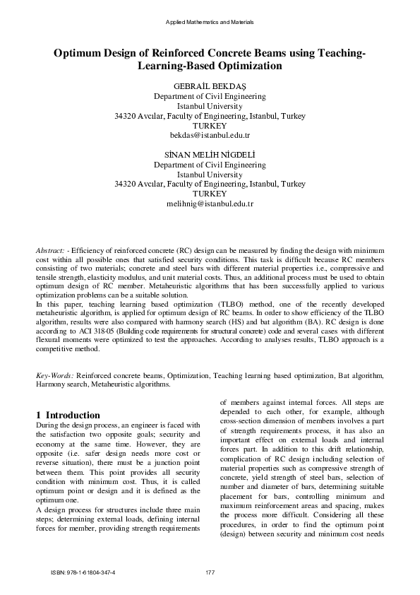 (PDF) Optimum Design of Reinforced Concrete Beams using Teaching ...