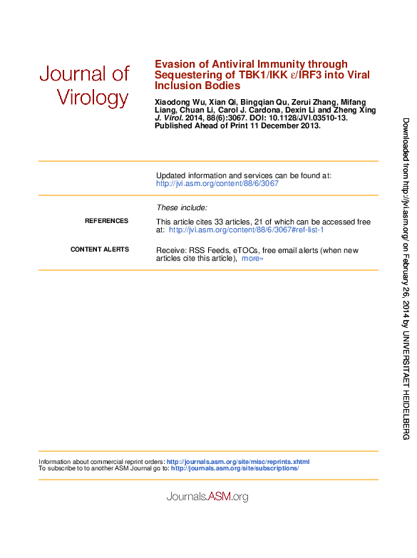 (PDF) Evasion of Antiviral Immunity through Sequestering of TBK1/IKK ...