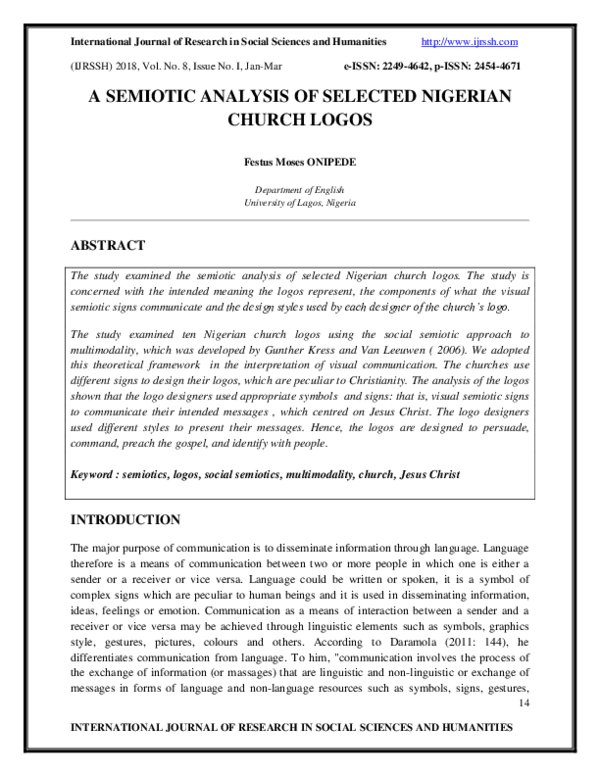 (PDF) A Semiotic Analysis of Selected Nigerian Church Logos