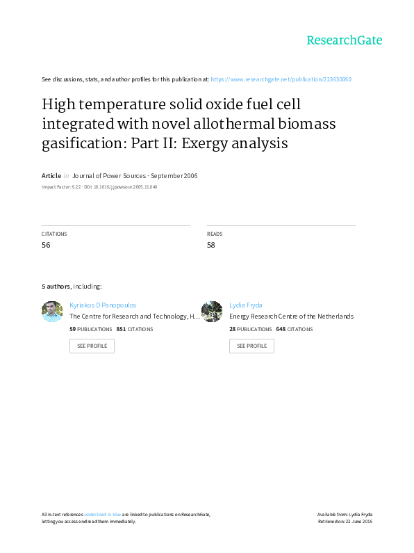(PDF) High temperature solid oxide fuel cell integrated with novel ...