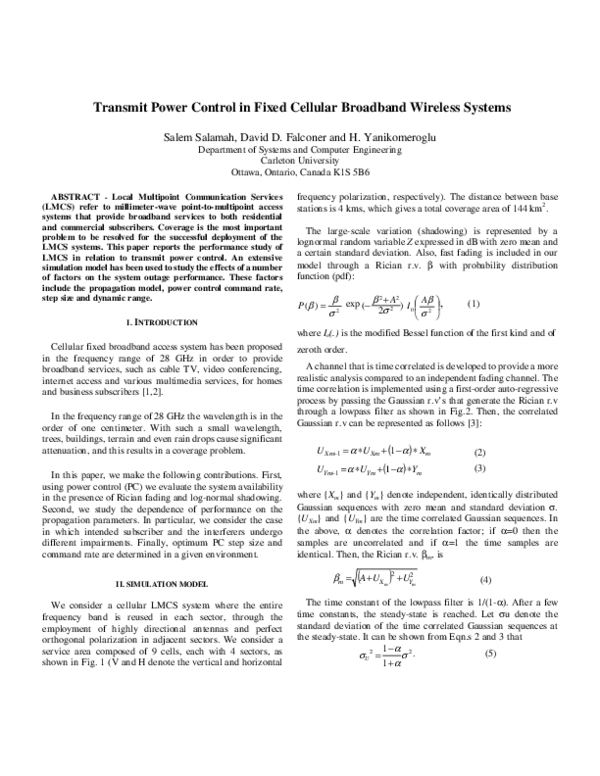 (PDF) Transmit power control in fixed cellular broadband wireless systems