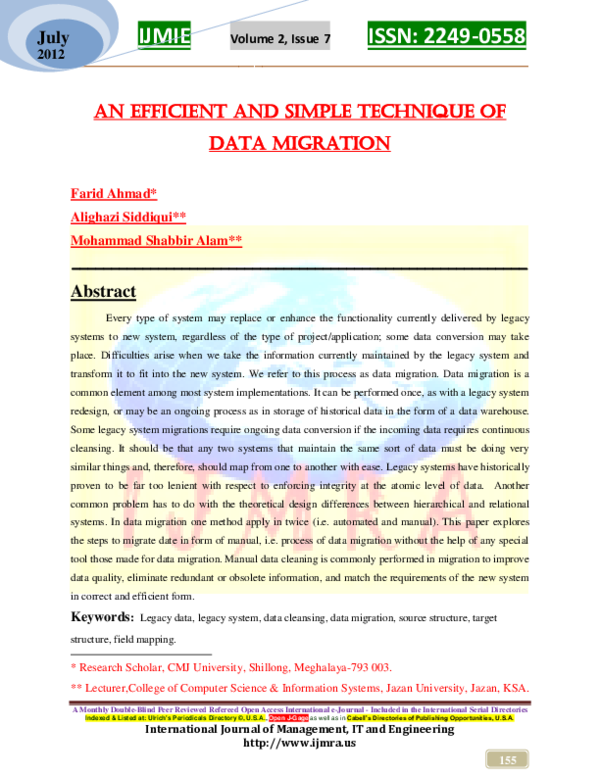 (PDF) An efficient and simple technique of data migration