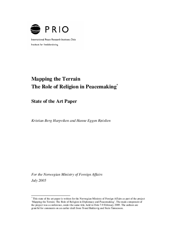 (PDF) Mapping the Terrain The Role of Religion in Peacemaking