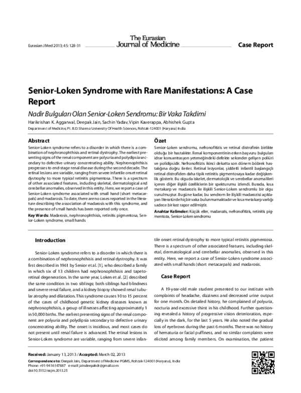(PDF) Senior-Loken Syndrome with Rare Manifestations: A Case Report ...