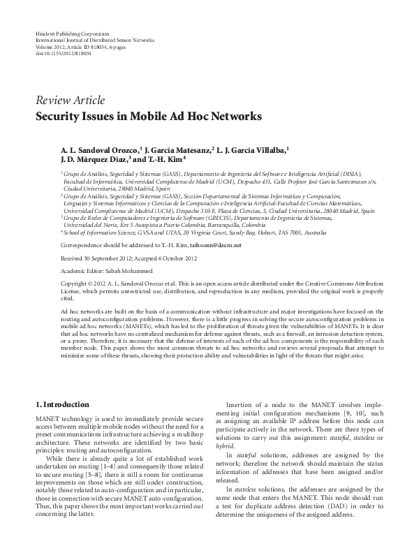 (PDF) Security Issues in Mobile Ad Hoc Networks