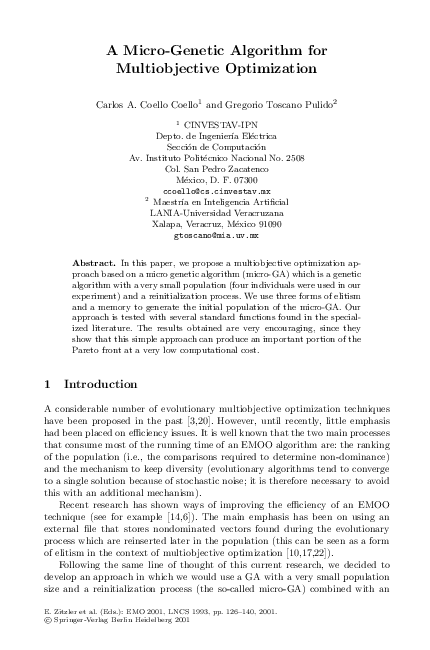 (PDF) A Micro-Genetic Algorithm for Multiobjective Optimization