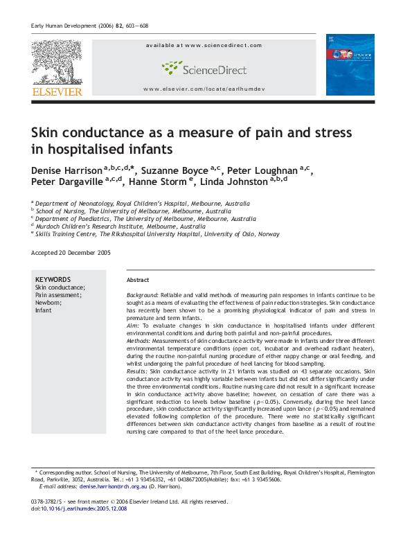 (PDF) Skin conductance as a measure of pain and stress in hospitalised