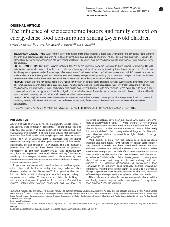 (PDF) The influence of socioeconomic factors and family context on ...