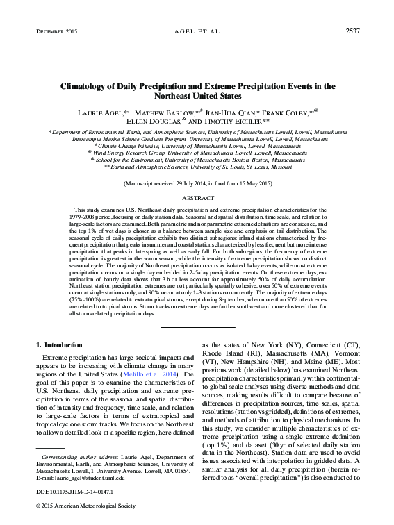 (PDF) Climatology of Daily Precipitation and Extreme Precipitation ...