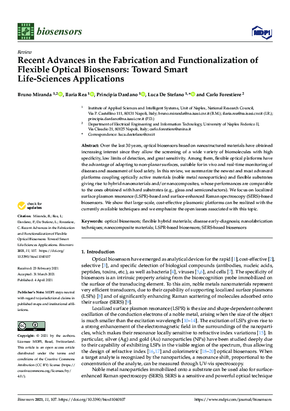(PDF) Recent Advances in the Fabrication and Functionalization of ...