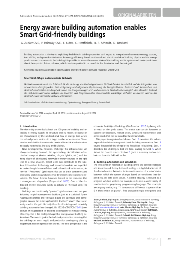 (PDF) Energy aware building automation enables Smart Grid-friendly ...