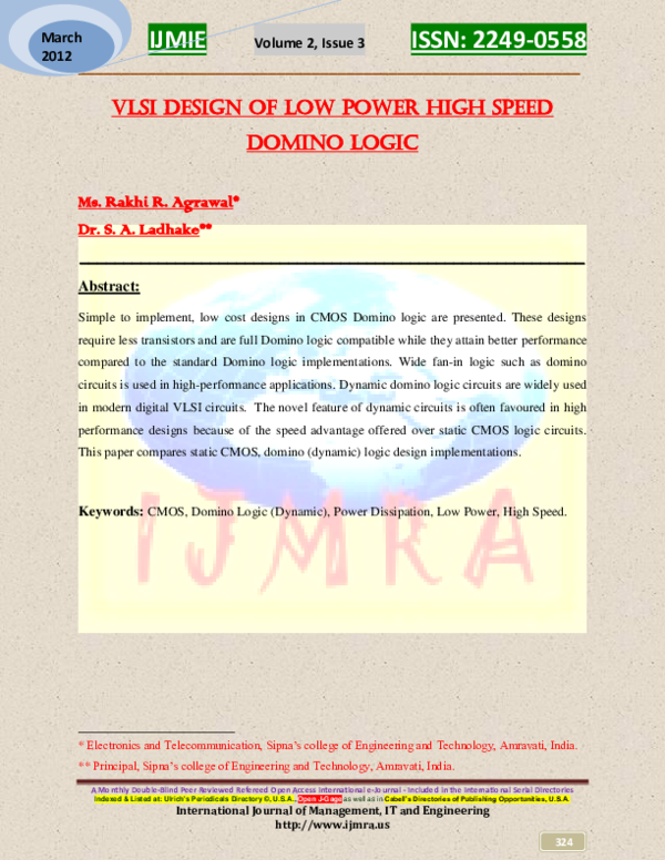 (PDF) Vlsi design of low power high speed domino logic