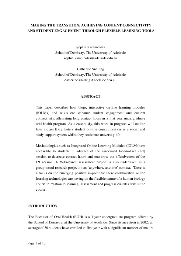 (PDF) Making the transition: achieving content connectivity and student ...