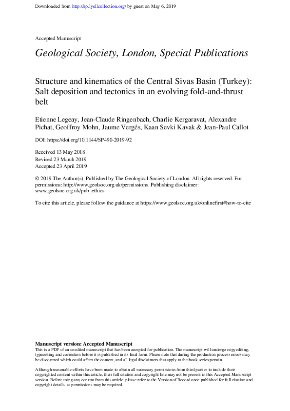 (PDF) Structure and kinematics of the Central Sivas Basin (Turkey ...