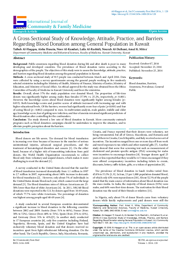 (PDF) A Cross-Sectional Study of Knowledge, Attitude, Practice, and ...