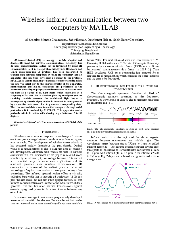 (PDF) Wireless infrared communication between two computers by MATLAB