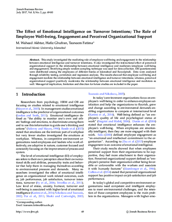 (PDF) The Effect of Emotional Intelligence on Turnover Intentions; The ...