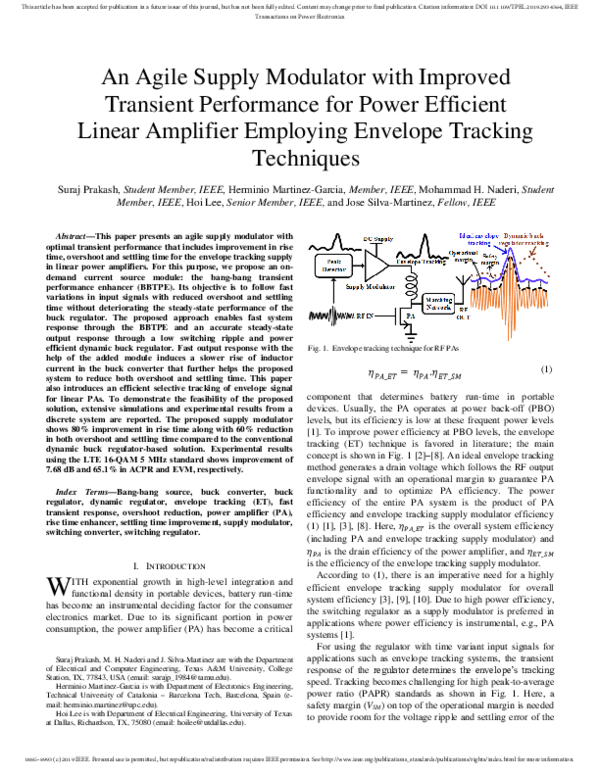 (PDF) An Agile Supply Modulator with Improved Transient Performance for ...