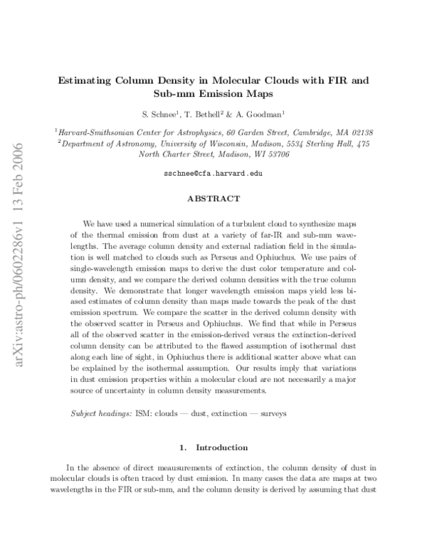 (PDF) Estimating the Column Density in Molecular Clouds with Far ...