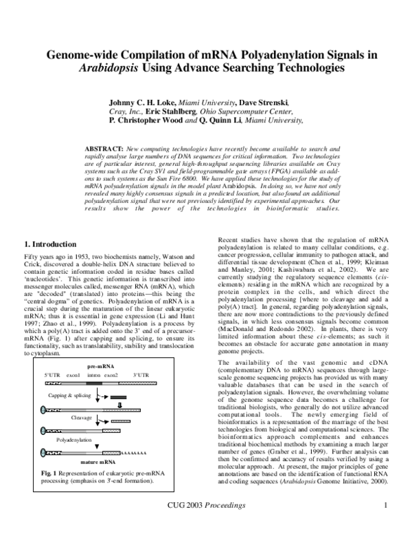 (PDF) Genome-wide Compilation of mRNA Polyadenylation Signals in ...