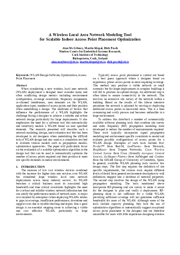 (PDF) A wireless local area network modeling tool for scalable indoor ...