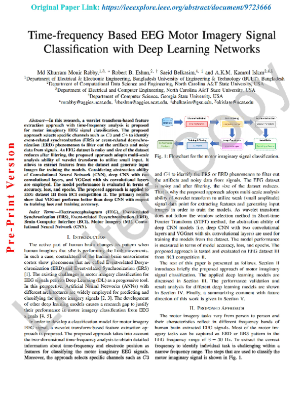 (PDF) Time-frequency Based EEG Motor Imagery Signal Classification with ...