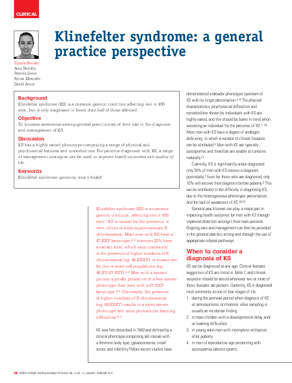 (PDF) Klinefelter syndrome - a general practice perspective