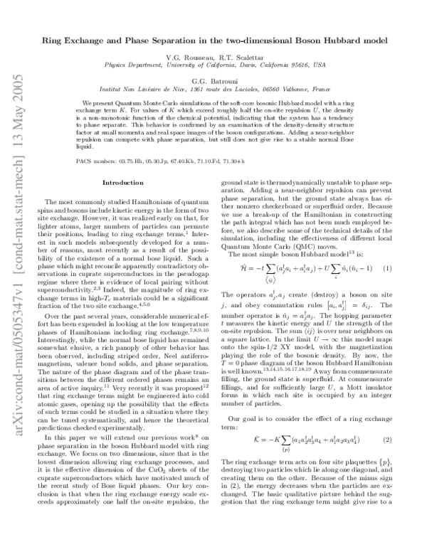 (PDF) Ring exchange and phase separation in the two-dimensional boson ...