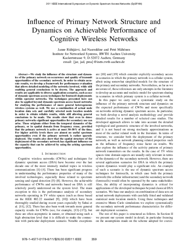 (PDF) Influence of primary network structure and dynamics on achievable ...