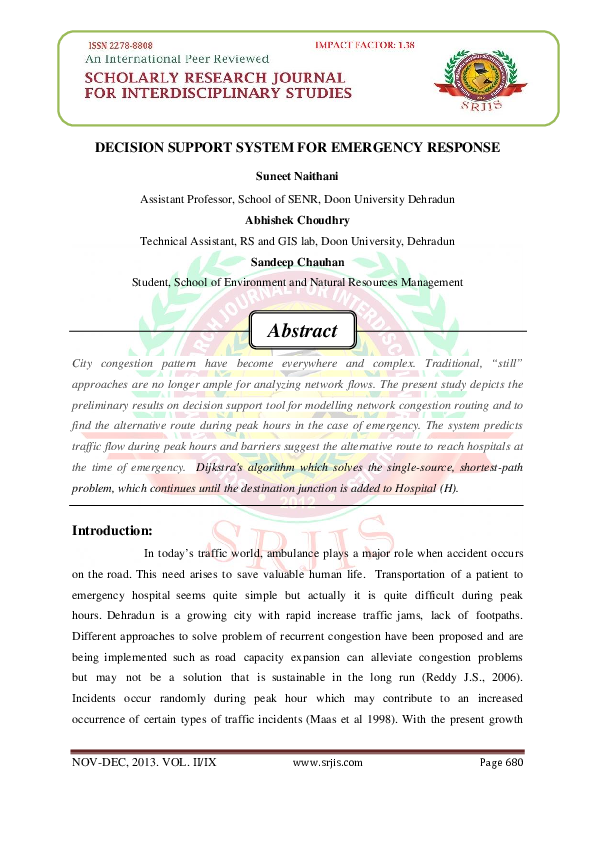 (PDF) Decision Support System for Emergency Response