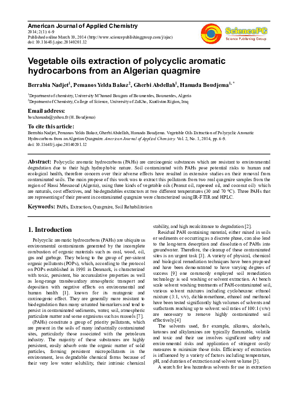 (PDF) Vegetable Oils Extraction of Polycyclic Aromatic Hydrocarbons ...