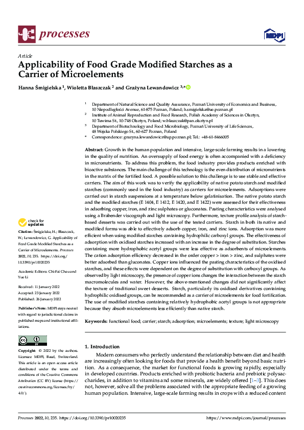 (PDF) Applicability of Food Grade Modified Starches as a Carrier of ...